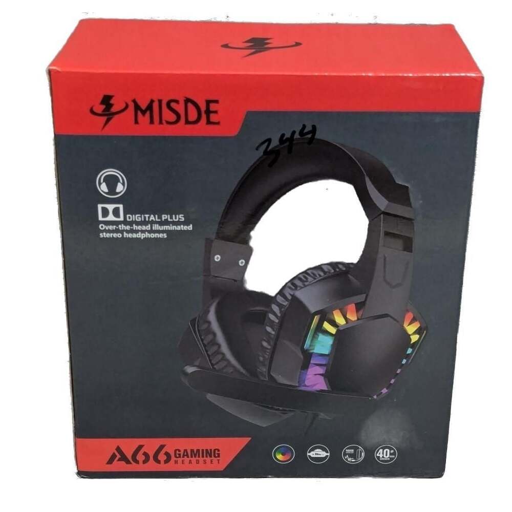 MISDE A66 Gaming Headset Over-the-Ear Illuminated Stereo Headphones with Mic